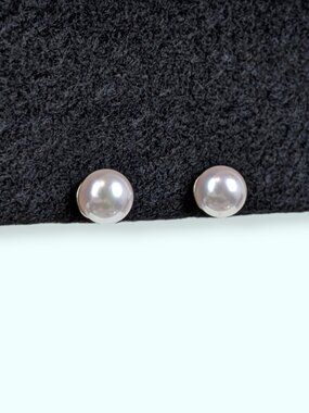 Sterling Silver Lustrous Faux Pearl Stud Earrings
